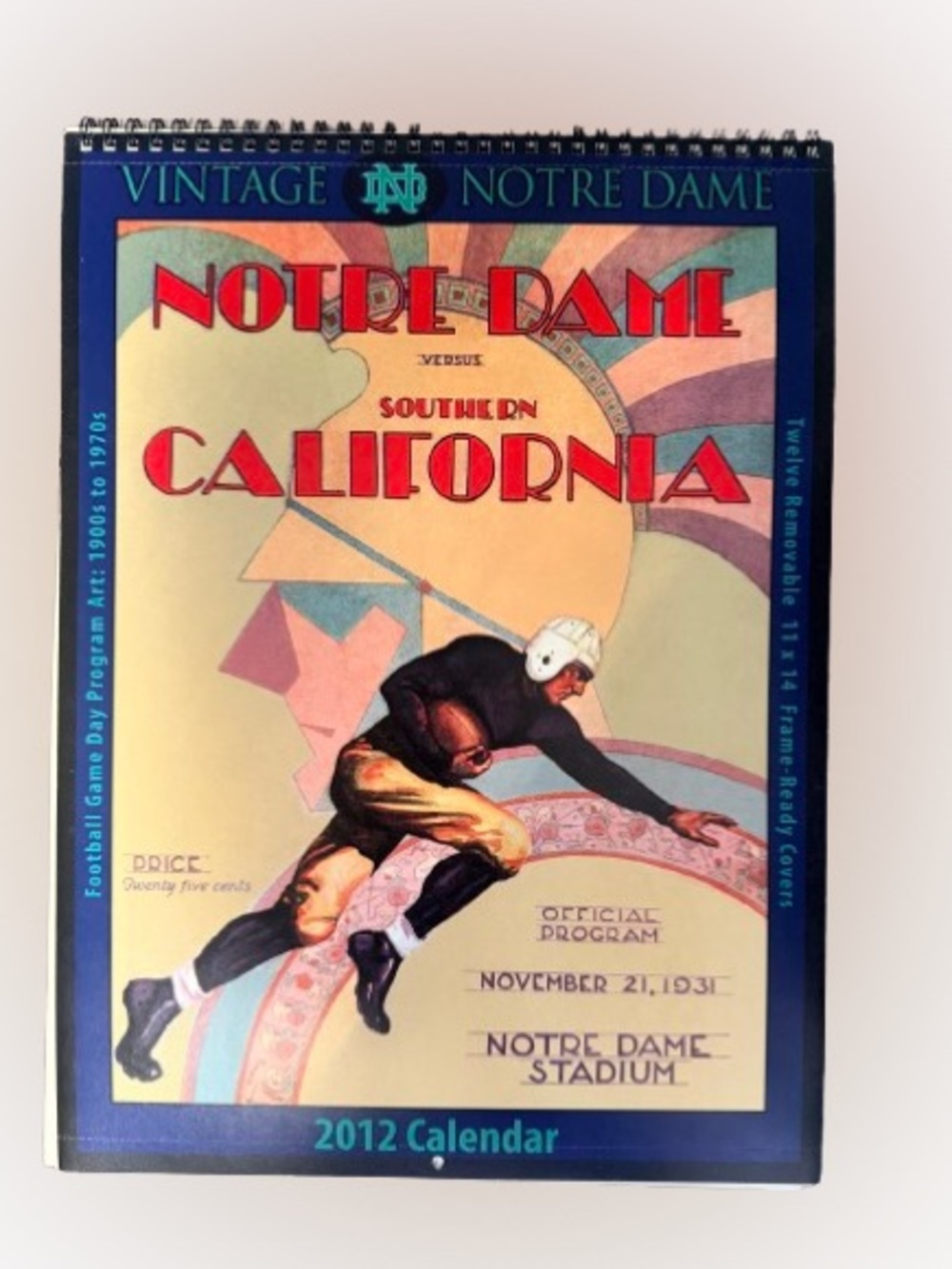 Vintage Notre Dame Fighting Irish Football 2012 Calendar Frame Ready Program Art